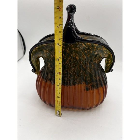 Vintage Murano Style Glass Handbag Purse Sculpture Cased Glass Fluted 8” Fall - Picture 8 of 11